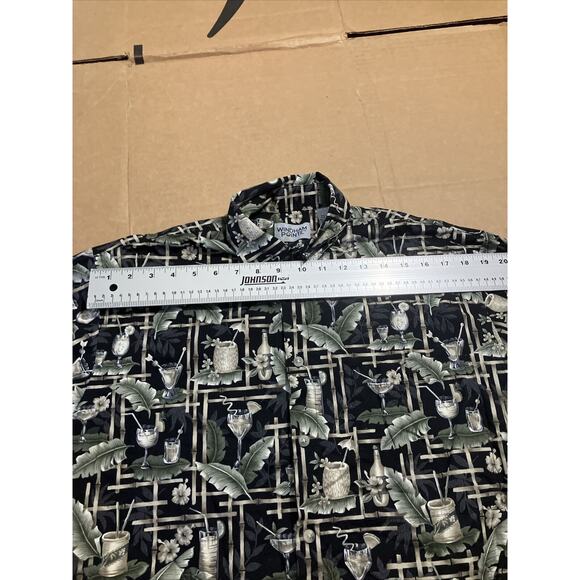 Windham Pointe Hawaiian Shirt Small, Palm Leaves Foliage Print, Beach Drinks - Picture 9 of 12